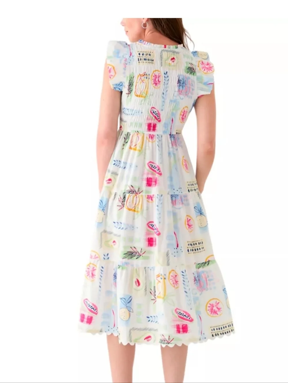 crown & ivy White With Colorful Fruit Dress 100%cotton - Picture 2 of 10